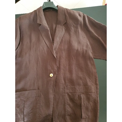 Pre-owned Marella Linen Blazer In Brown