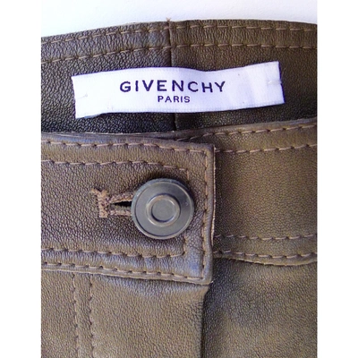 Pre-owned Givenchy Leather Slim Pants In Brown