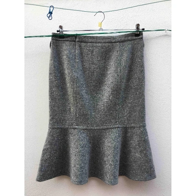 Pre-owned Max Mara Wool Mid-length Skirt In Grey