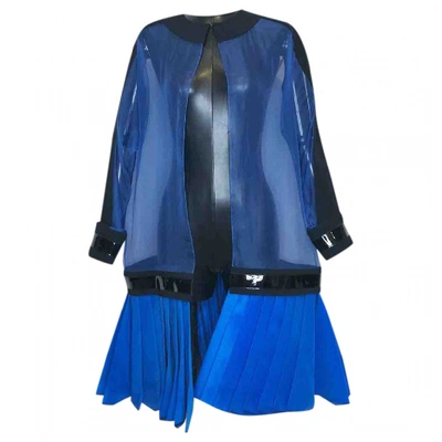 Pre-owned David Koma Silk Mid-length Dress In Blue
