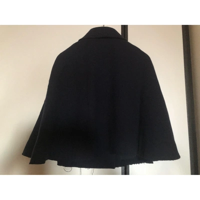 Pre-owned Calvin Klein Wool Poncho In Blue