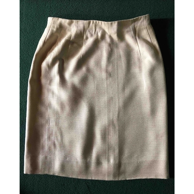 Pre-owned Ferragamo Silk Skirt Suit In Ecru