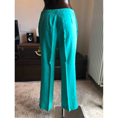 Pre-owned Maska Silk Straight Pants In Turquoise