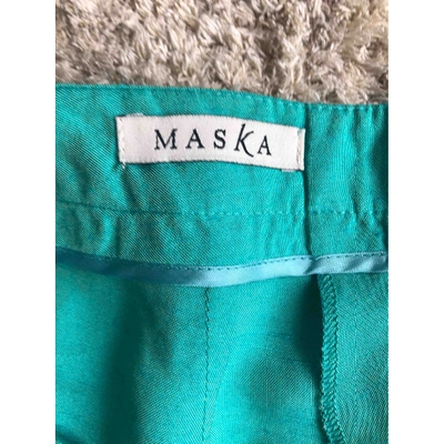 Pre-owned Maska Silk Straight Pants In Turquoise