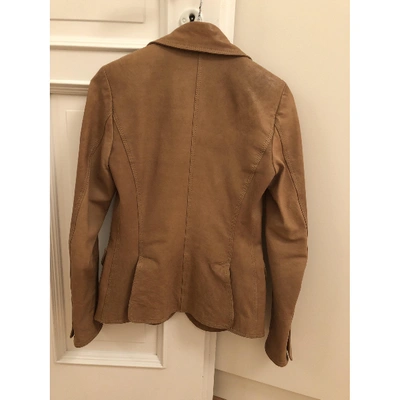 Pre-owned Burberry Camel Leather Jacket