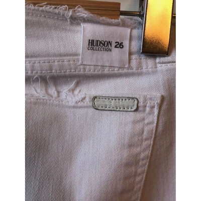 Pre-owned Hudson White Cotton - Elasthane Jeans