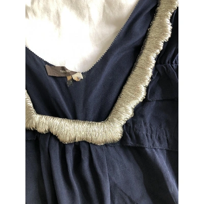 Pre-owned Vera Wang Navy Silk Dress
