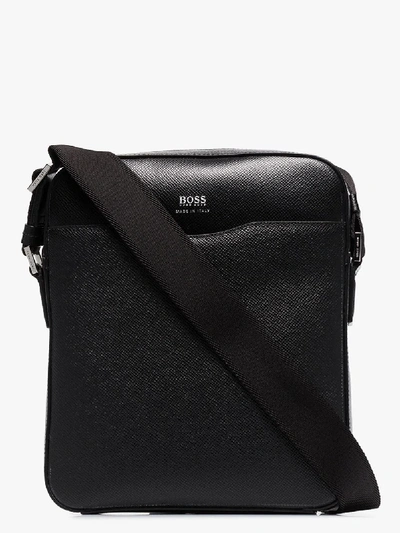 Shop Hugo Black Reporter Leather Messenger Bag