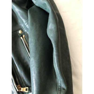 Pre-owned Balmain Green Leather Leather Jacket
