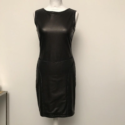 Pre-owned Theory Leather Mini Dress In Black