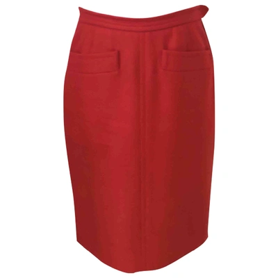 Pre-owned Saint Laurent Red Wool Skirt