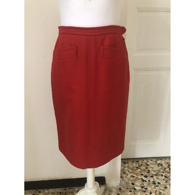 Pre-owned Saint Laurent Red Wool Skirt