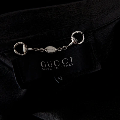 Pre-owned Gucci Leather Biker Jacket In Black