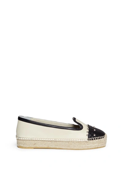 Shop Alexander Mcqueen Two Tone Stud Nappa Leather Espadrilles