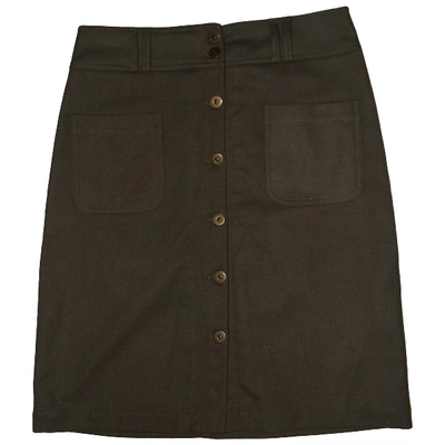 Pre-owned Claudie Pierlot Wool Mid-length Skirt In Khaki