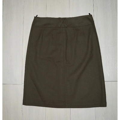 Pre-owned Claudie Pierlot Wool Mid-length Skirt In Khaki