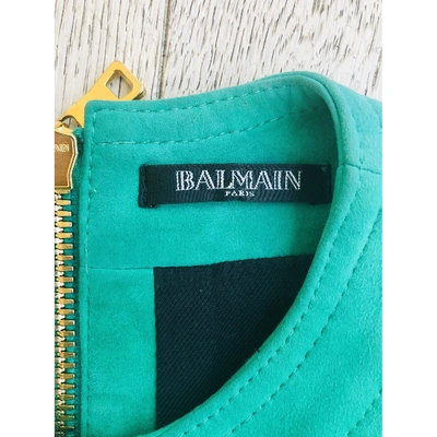 Pre-owned Balmain Mini Dress In Green