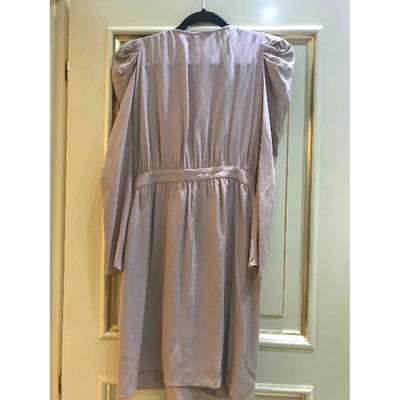 Pre-owned Tara Jarmon Silk Mini Dress In Beige