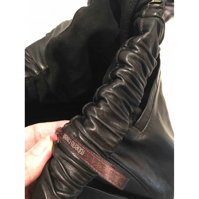 Pre-owned Roberto Cavalli Leather Trousers In Black