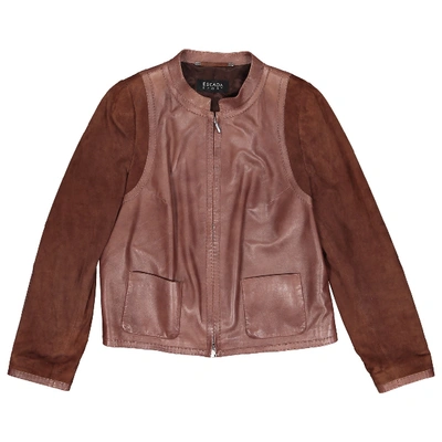 Pre-owned Escada Sport Leather Jacket In Brown