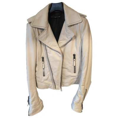 Pre-owned Balenciaga Leather Biker Jacket In White