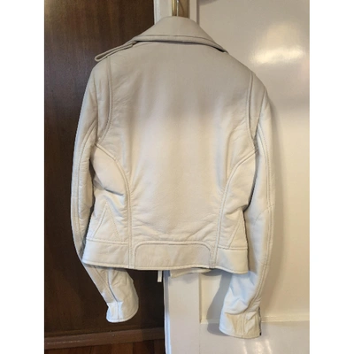 Pre-owned Balenciaga Leather Biker Jacket In White