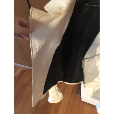 Pre-owned Balenciaga Leather Biker Jacket In White