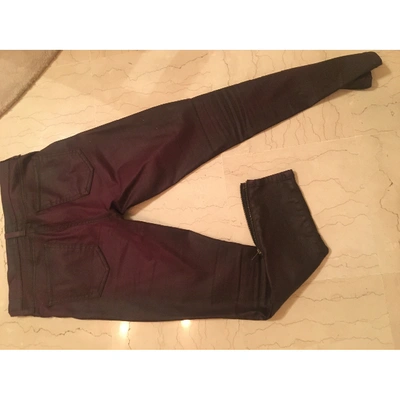 Pre-owned Current Elliott Leather Slim Pants In Burgundy