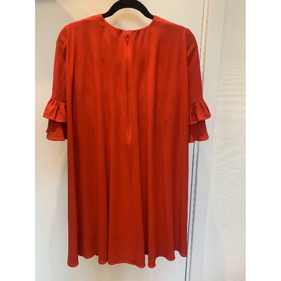 Pre-owned Alexander Mcqueen Silk Mid-length Dress In Red