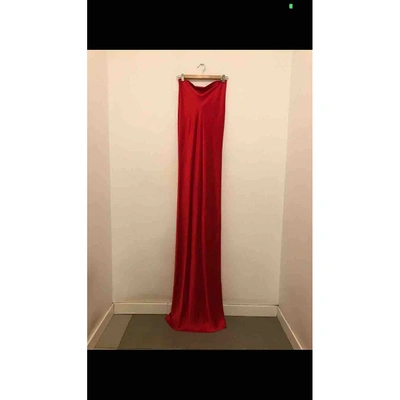 Pre-owned Reem Acra Silk Maxi Dress In Red