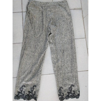 Pre-owned I Pinco Pallino Silk Straight Pants In Grey