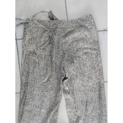 Pre-owned I Pinco Pallino Silk Straight Pants In Grey