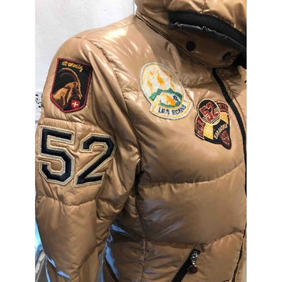 Pre-owned Moncler Print Puffer In Beige