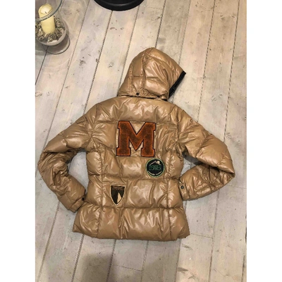 Pre-owned Moncler Print Puffer In Beige