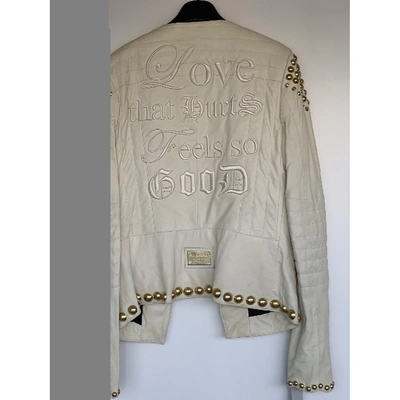 Pre-owned Philipp Plein White Leather Jacket