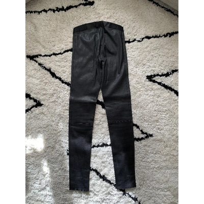 Pre-owned Alice And Olivia Leather Leggings In Black