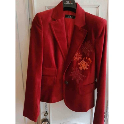 Pre-owned Iceberg Velvet Suit Jacket In Burgundy