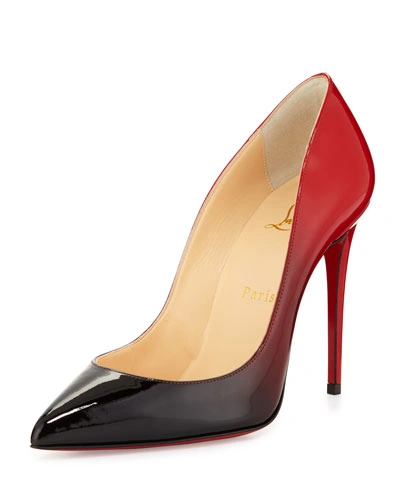 Christian Louboutin Red And Black Patent Leather 'pigalle Follies 100' Degrade Pumps In Black/red