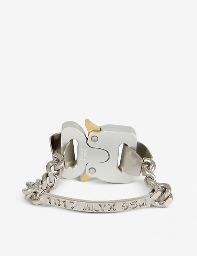 Shop Alyx River Chain-link Brass Buckle Bracelet In Gry0002-silver