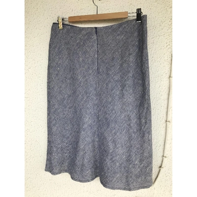 Pre-owned Tara Jarmon Linen Mid-length Skirt In Blue