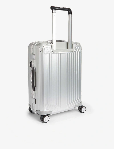 Shop Samsonite Lite-box Alu Spinner Hard Case 4 Wheel Cabin Suitcase 55cm In Aluminium