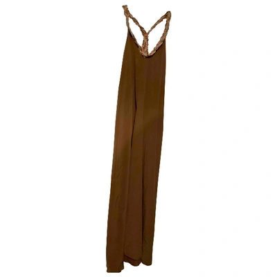 Pre-owned Ella Luna Silk Maxi Dress In Brown