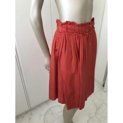 Pre-owned Nina Ricci Silk Mid-length Skirt In Orange