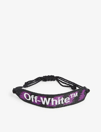 Shop Off-white Logo Macramé Bracelet