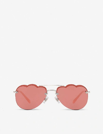 Shop Miu Miu Women's Silver Cloud Frame Sunglasses