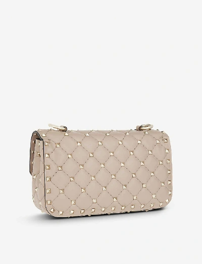 Shop Valentino Rockstud Spike Quilted Leather Small Shoulder Bag In Poudre