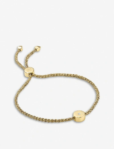 Shop Monica Vinader Linear Solo 18ct Yellow-gold Vermeil And Diamond Friendship Bracelet In Rose Gold