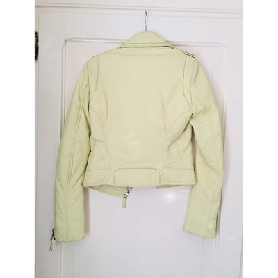 Pre-owned Balenciaga Leather Biker Jacket In Yellow