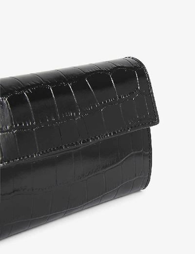 Shop Maje Croc-embossed Leather Wallet In Black