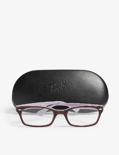 Shop Ray Ban Ray-ban Women's Blue Rb5150 Rectangle-frame Glasses